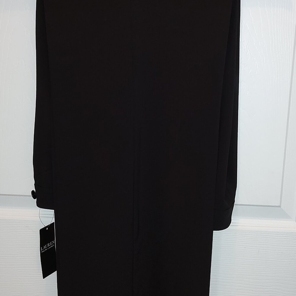 RALPH LAUREN WOOL GABARDINE CAREER TROUSERS BLACK UNHEMMED INSEAM 37 SIZE 10